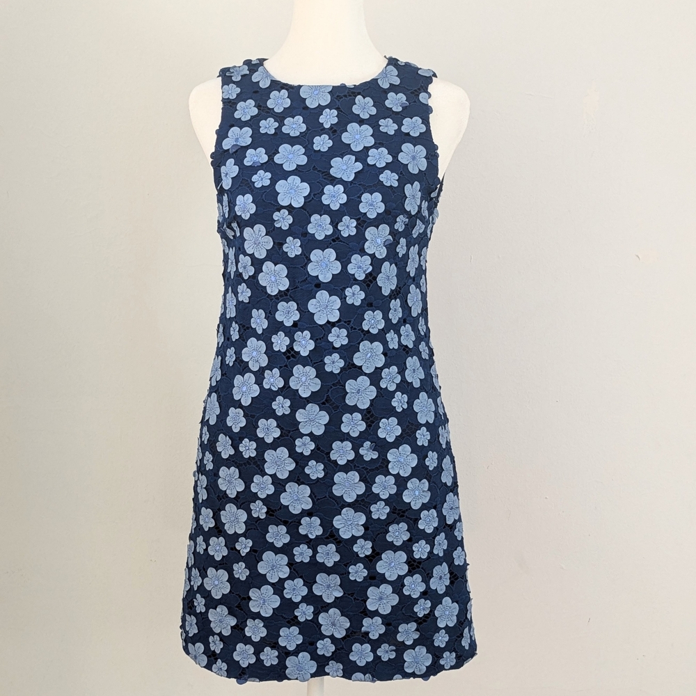 Alice & Olivia Wynell Floral Dress Blue Light Blue Daisies Mini Size 0